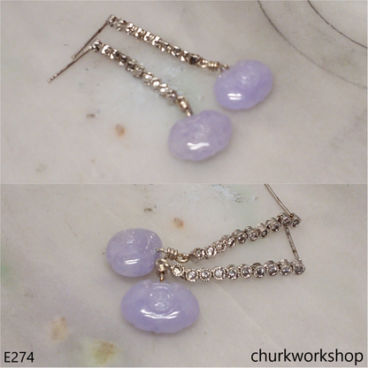 Reserved  Lavender carved jade earrings