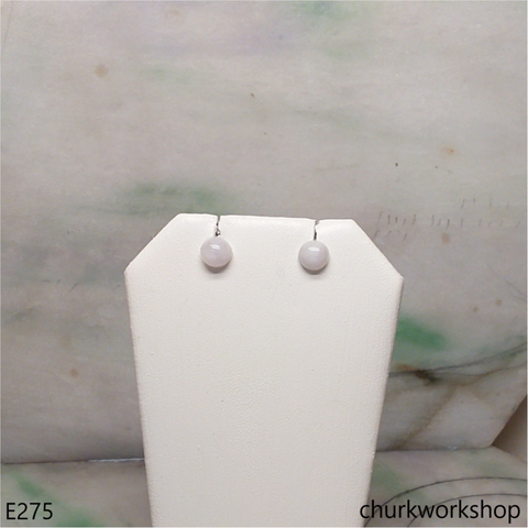 Lavender jade half bead silver ear studs