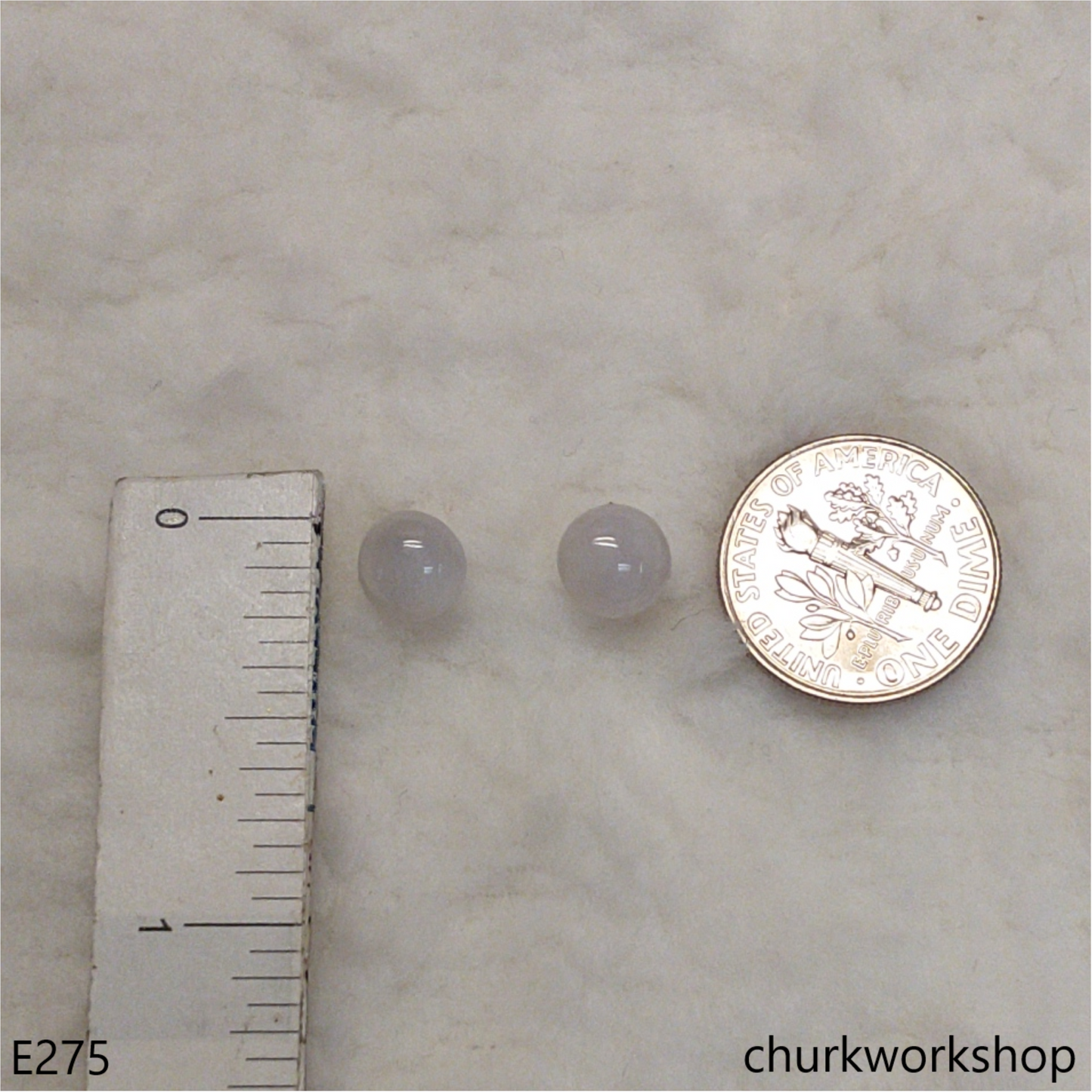 Lavender jade half bead silver ear studs