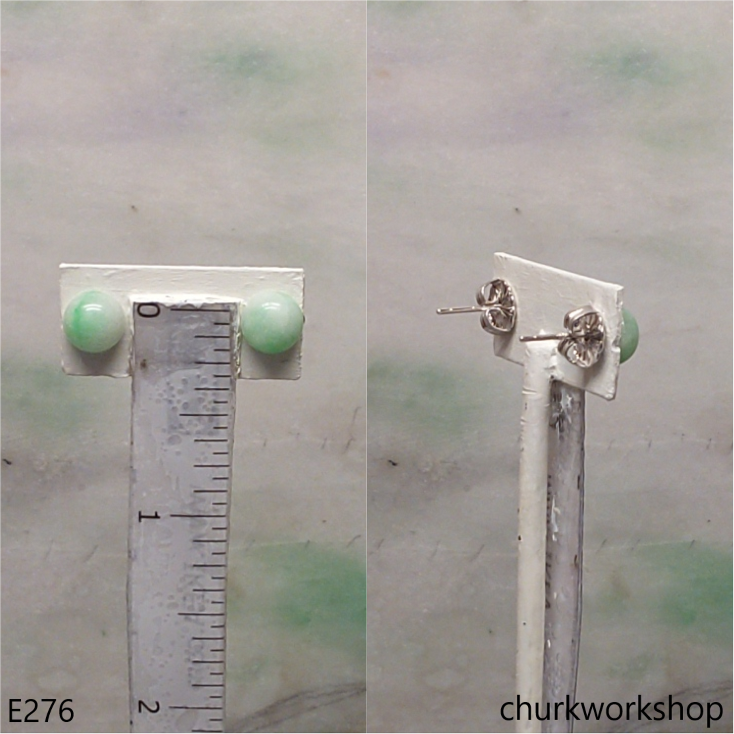 Half round jade ear studs