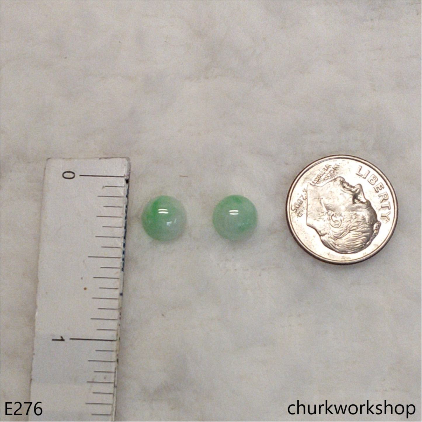Half round jade ear studs