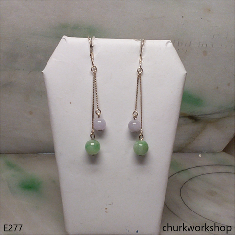 Silver jade beads earrings