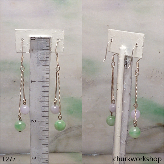 Silver jade beads earrings