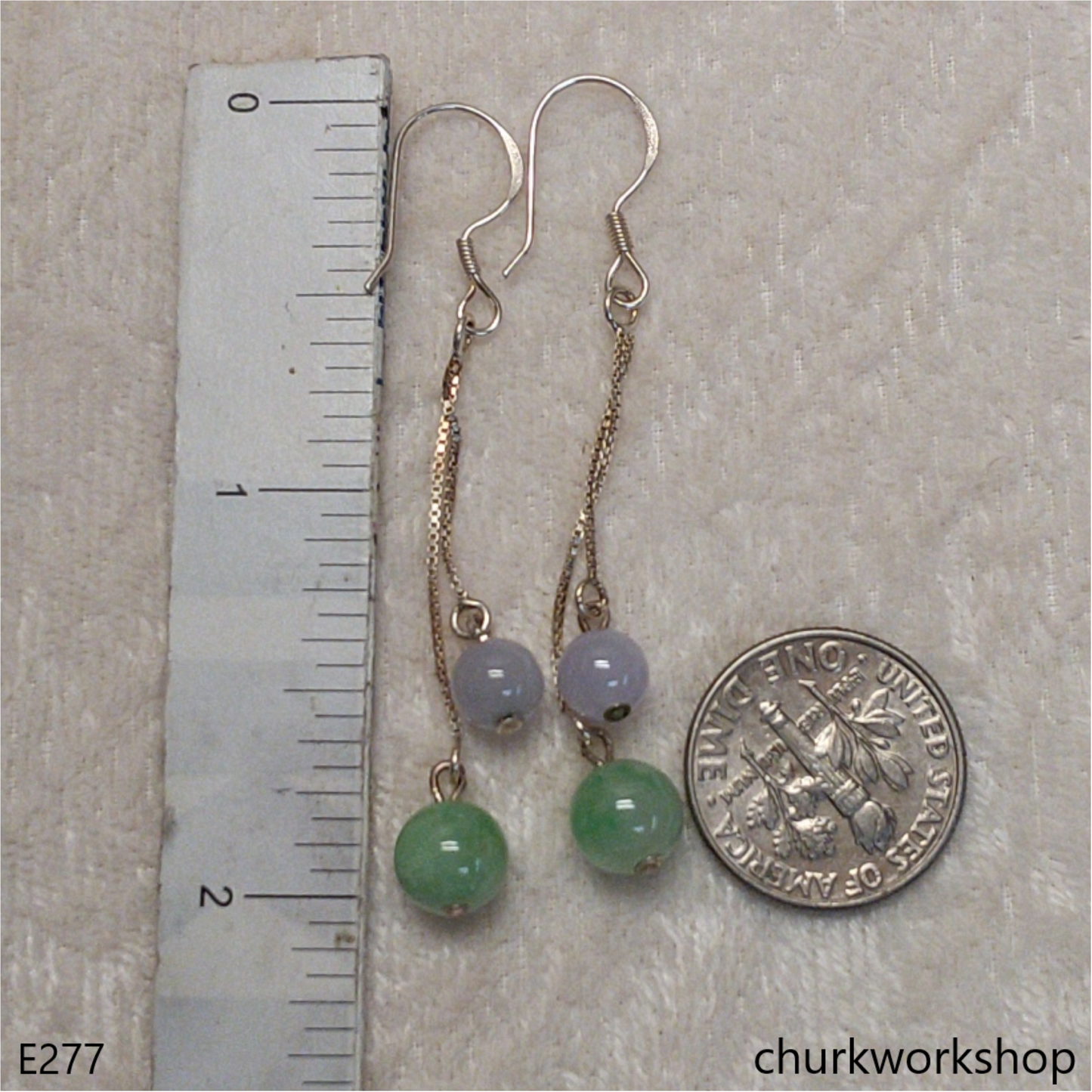 Silver jade beads earrings