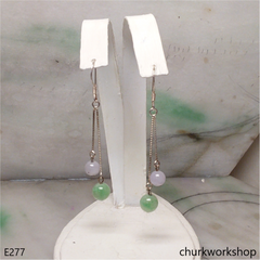 Silver jade beads earrings