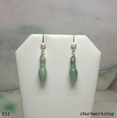 Green jade dangling earrings