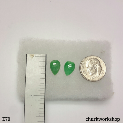 Green jade long heart ear studs