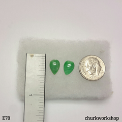 Green jade long heart ear studs