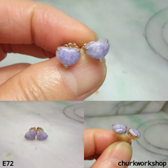 Lavender jade heart ear studs