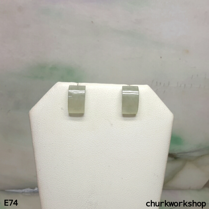 Pale green curved top rectangle ear studs