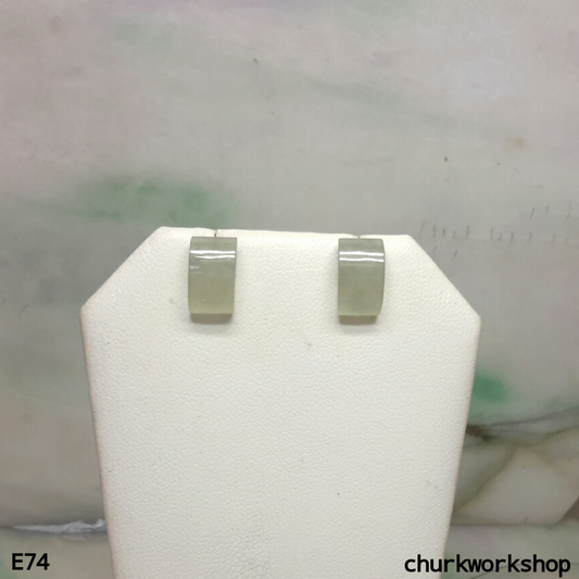 Pale green curved top rectangle ear studs