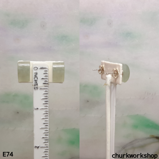 Pale green curved top rectangle ear studs
