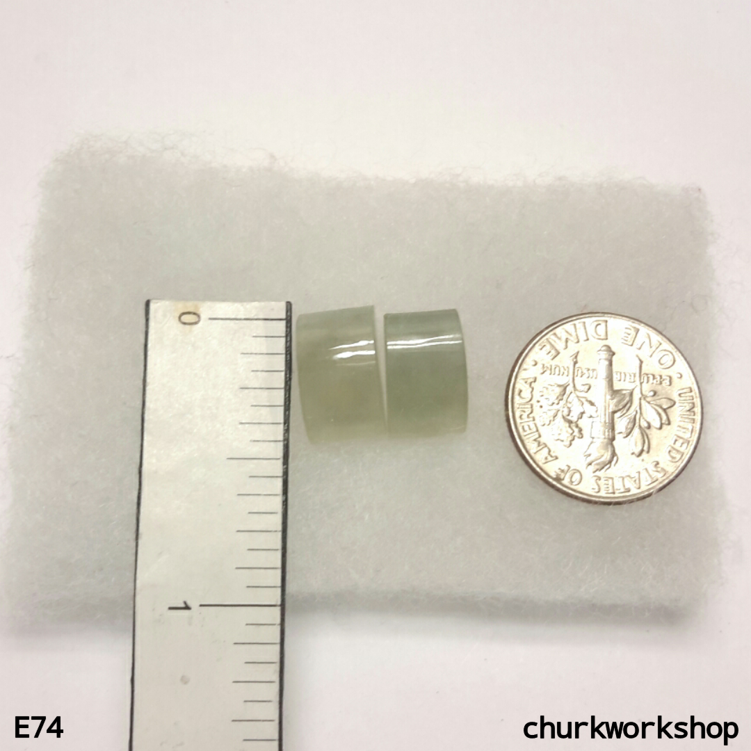Pale green curved top rectangle ear studs