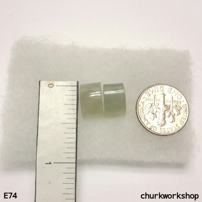Pale green curved top rectangle ear studs