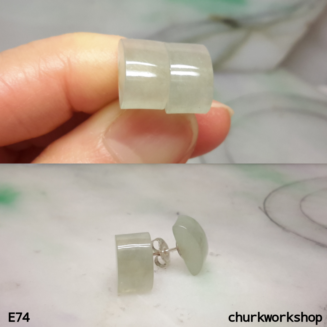 Pale green curved top rectangle ear studs