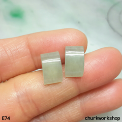 Pale green curved top rectangle ear studs