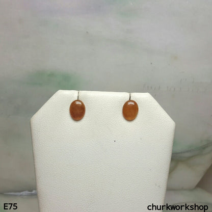 Red cabochon jade ear studs