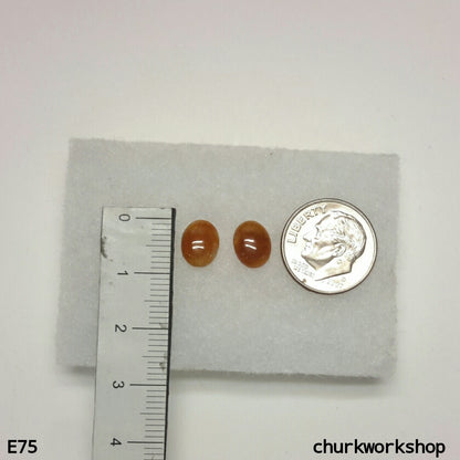 Red cabochon jade ear studs