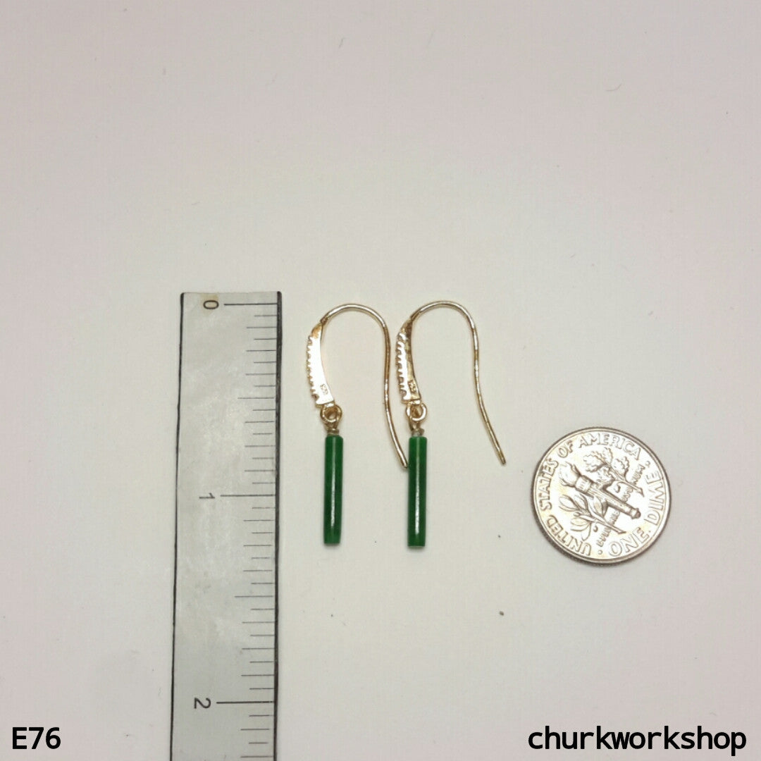 Green jade stick earrings