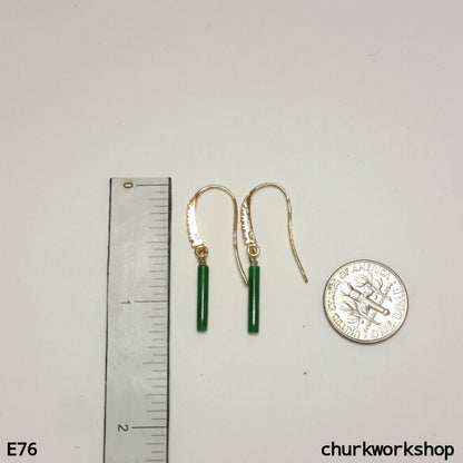 Green jade stick earrings