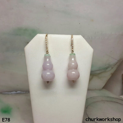 Lavender jade gourd earrings