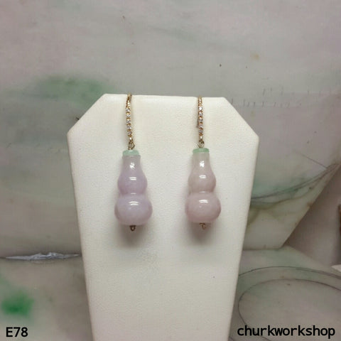 Lavender jade gourd earrings