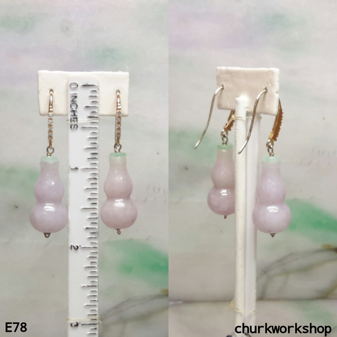 Lavender jade gourd earrings
