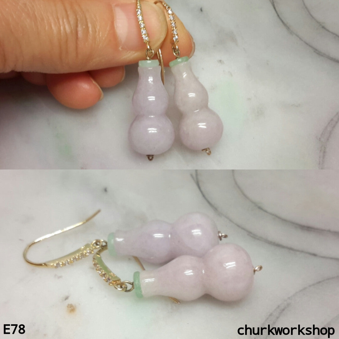 Lavender jade gourd earrings
