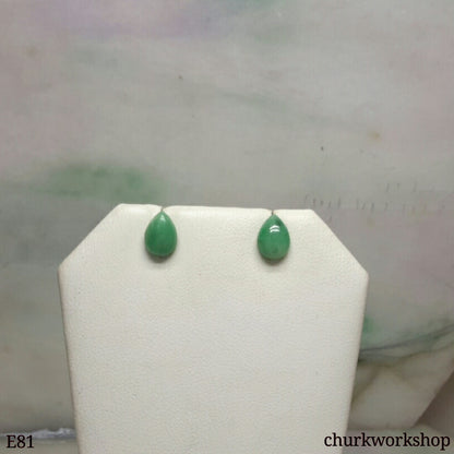 Green jade ear studs