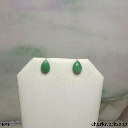 Green jade ear studs