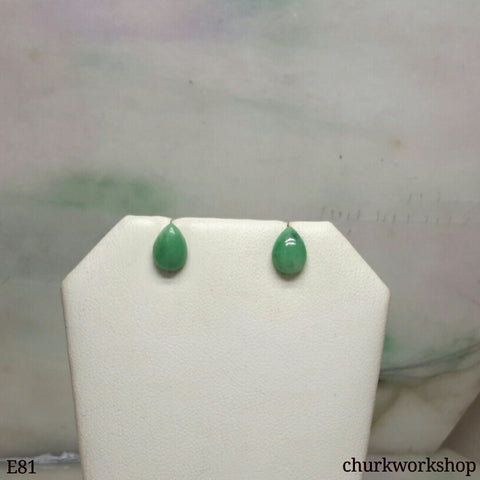 Green jade ear studs