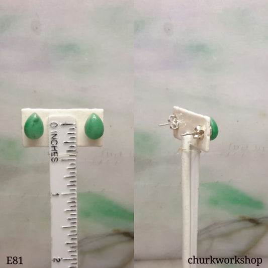 Green jade ear studs