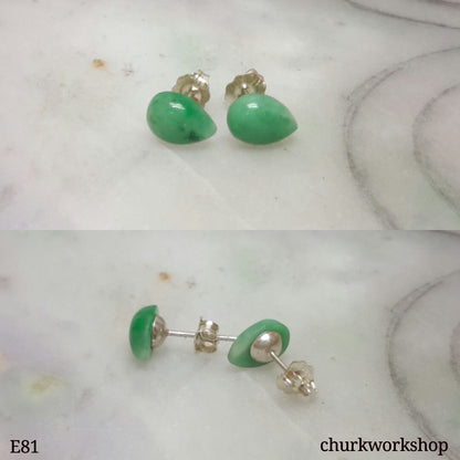 Green jade ear studs