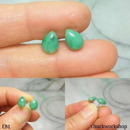 Green jade ear studs