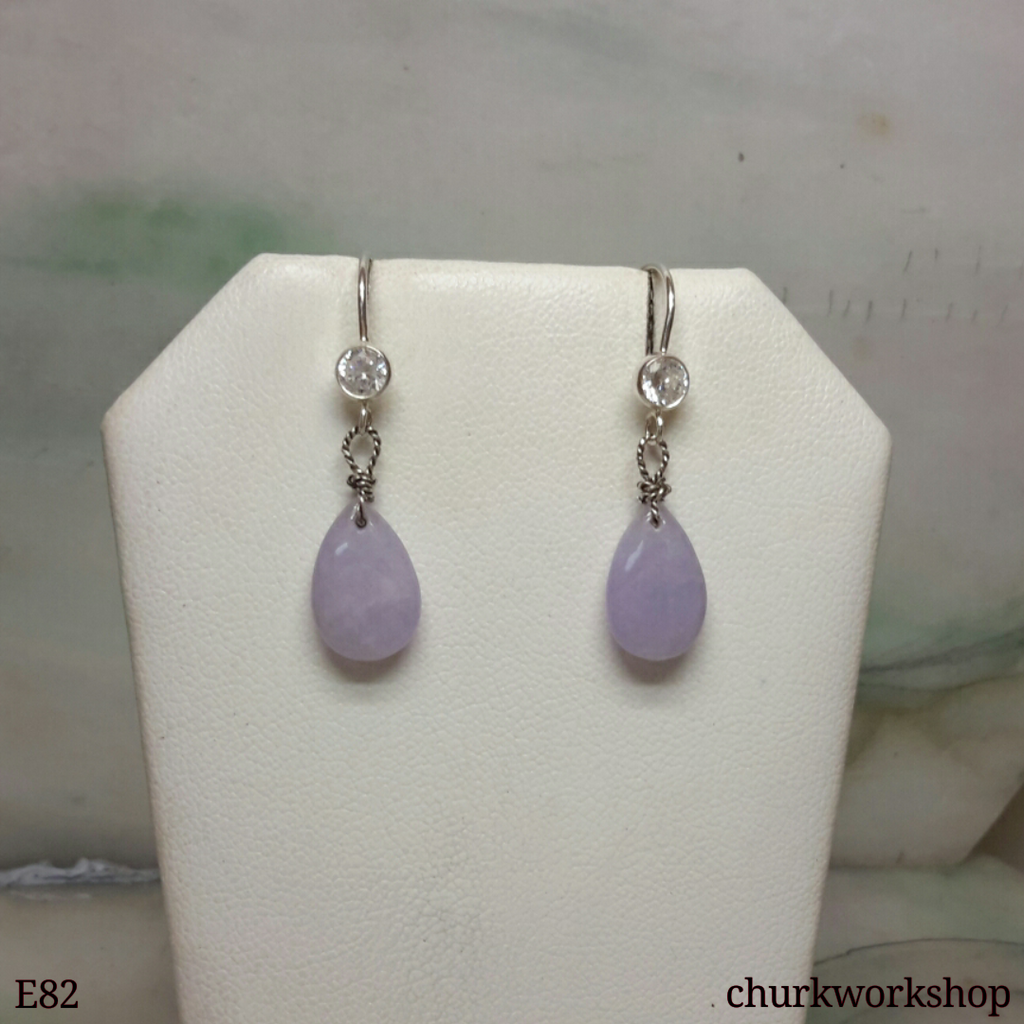 Lavender jade dangling earrings