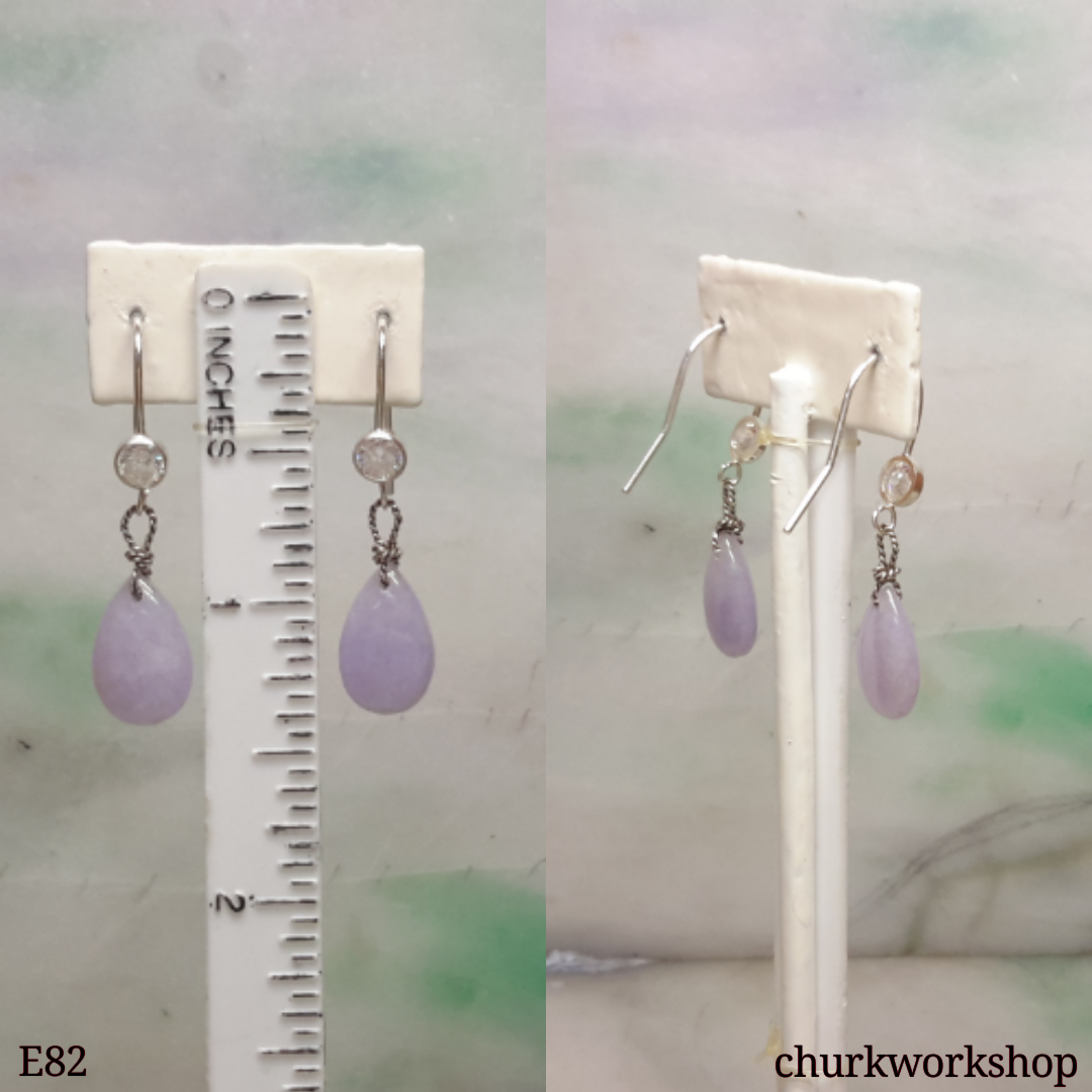 Lavender jade dangling earrings