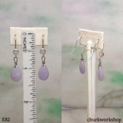 Lavender jade dangling earrings