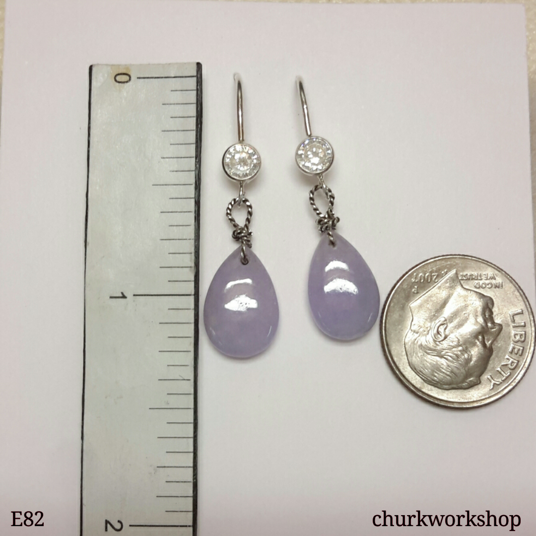 Lavender jade dangling earrings