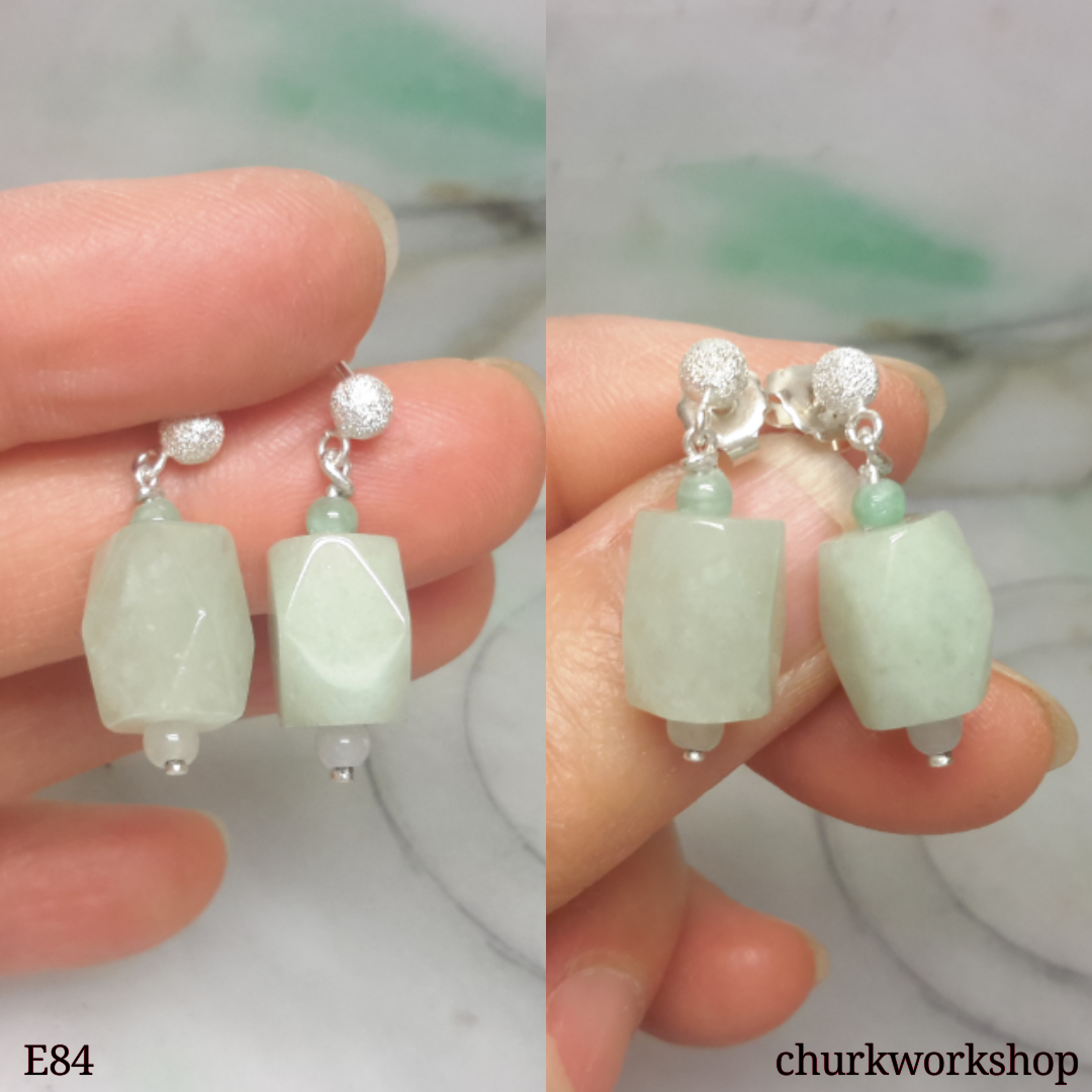 Pale green jade earrings