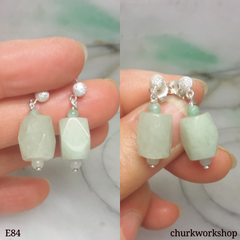 Pale green jade earrings