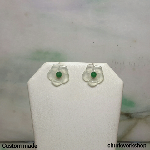 Icy jade flowers 18K ear studs