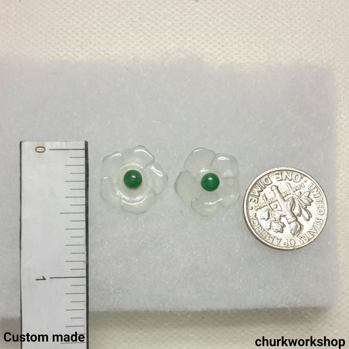 Icy jade flowers 18K ear studs