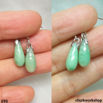 Rain drop earrings, jade earrings
