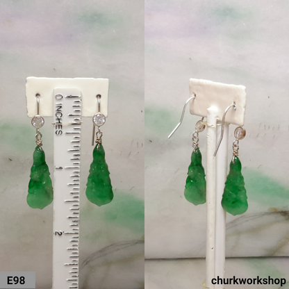 Green jade dangling earrings
