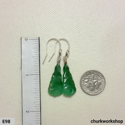 Green jade dangling earrings