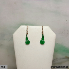 Small green jade dangling earrings