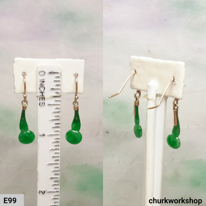 Small green jade dangling earrings