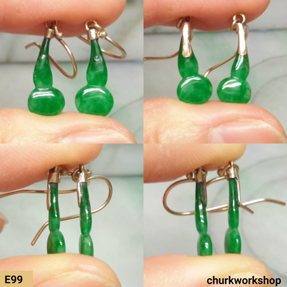 Small green jade dangling earrings
