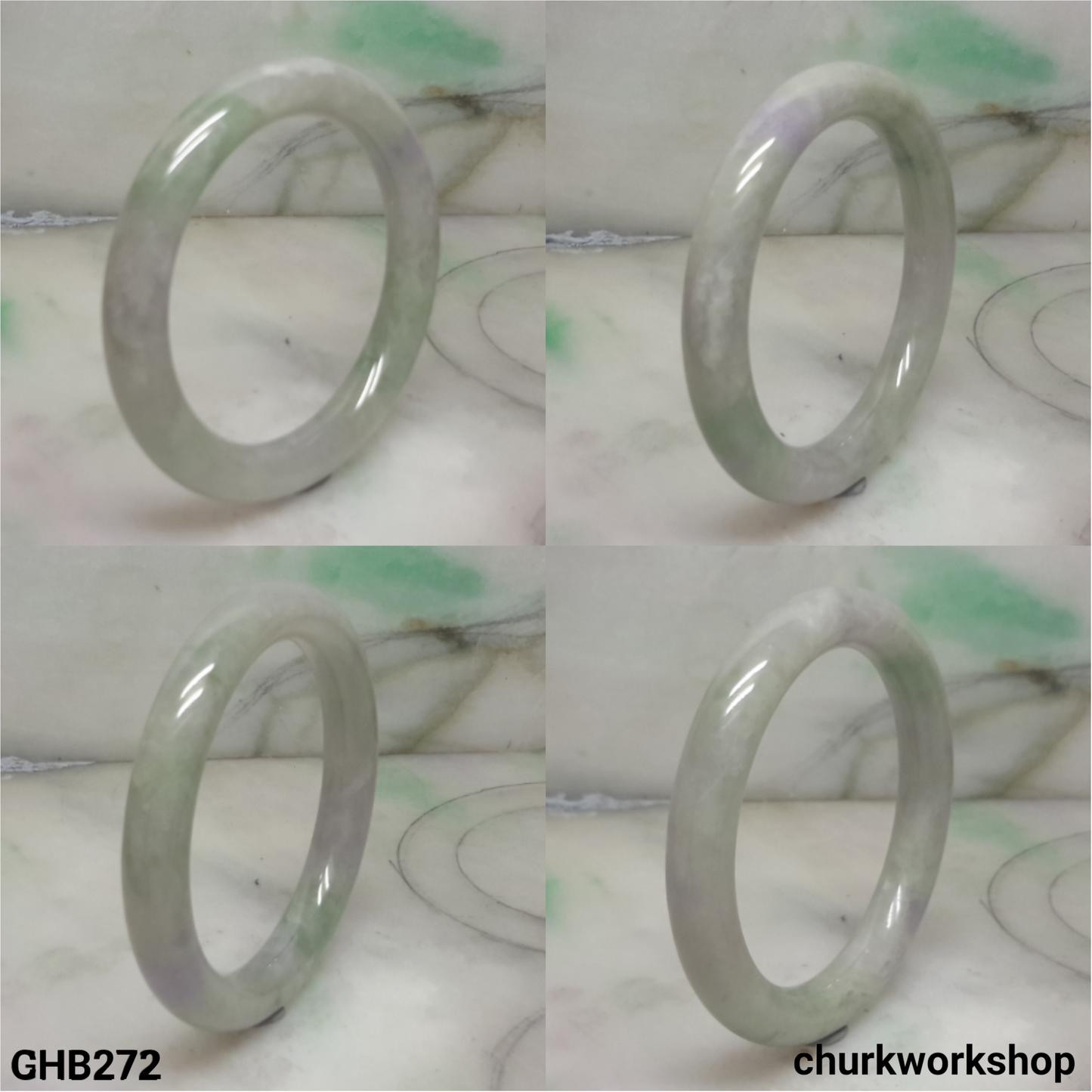 Grayish lavender mix green jade bangle