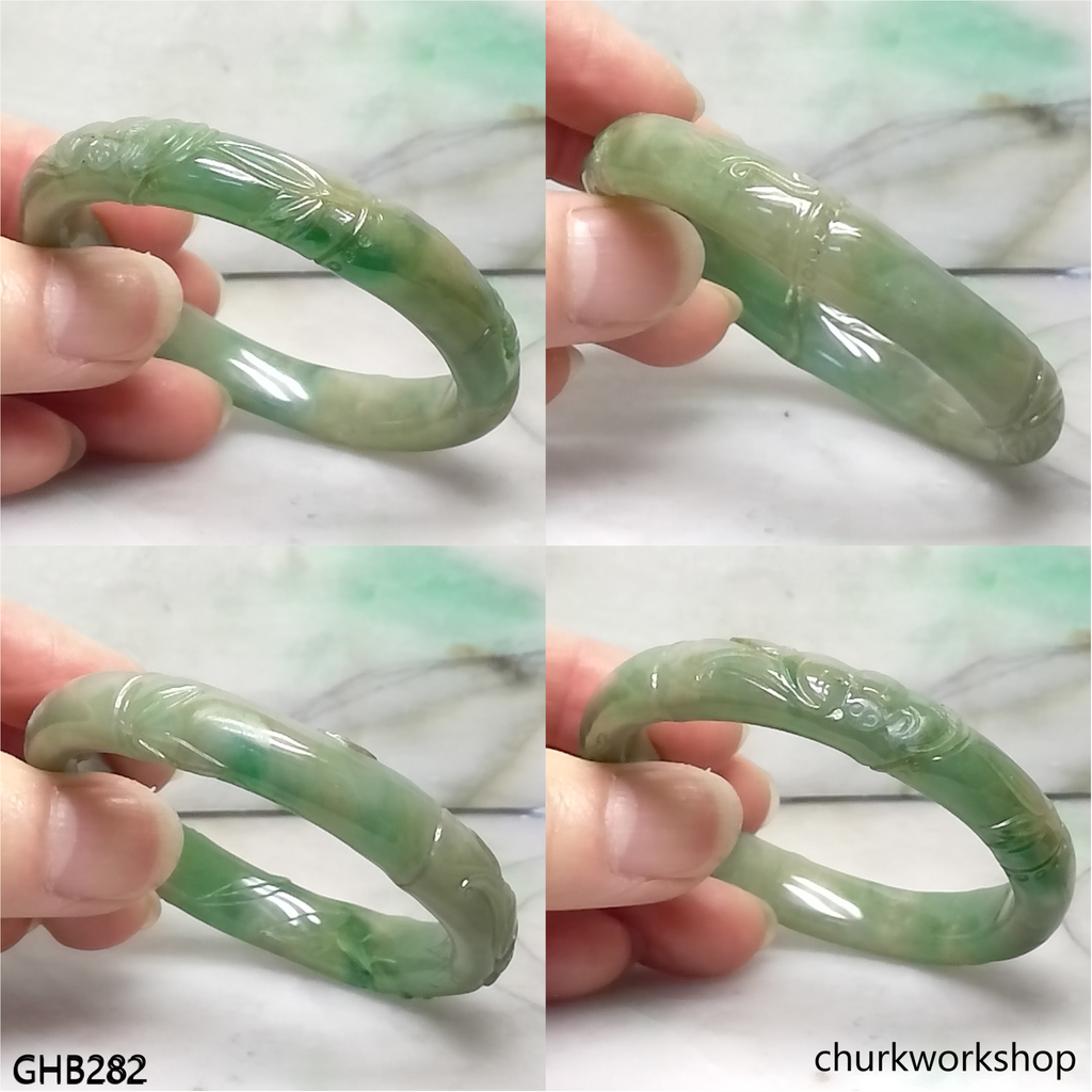 Small carved green jade bangle